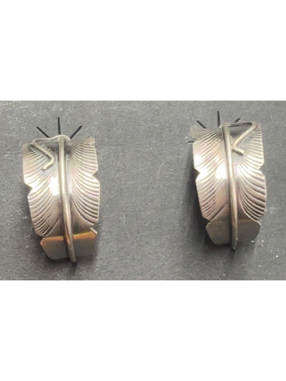 Native American Navajo sterling silver feather design silver work -Chris Charley